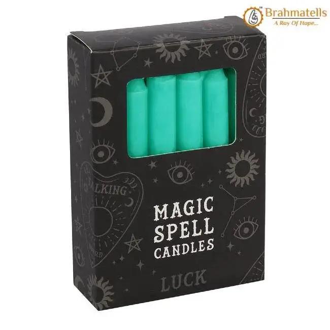 Green Wealth Spell Candles pack of 10 by Brahmatells