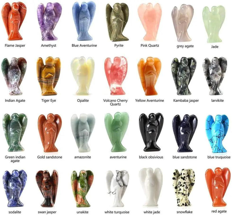 Hand Carved Gemstone Crystal Angel Figurines | Brahmatells by Brahmatells