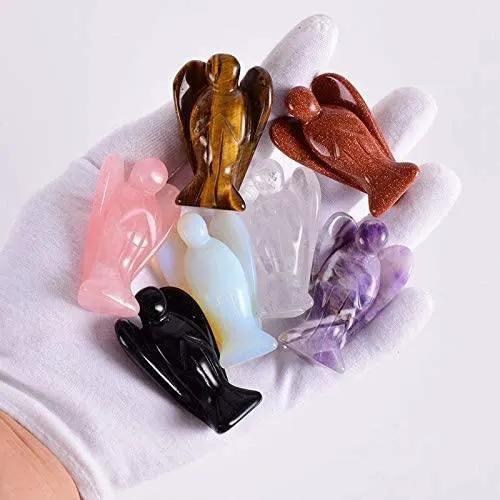 Hand Carved Gemstone Crystal Angel Figurines | Brahmatells by Brahmatells