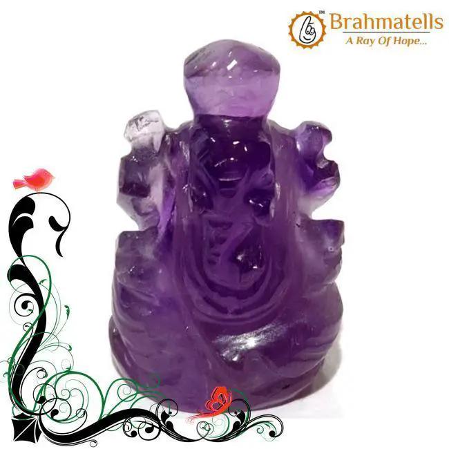 Handcarved Amethyst Ganesha Idol | Spiritual Prosperity | Brahmatells by Brahmatells