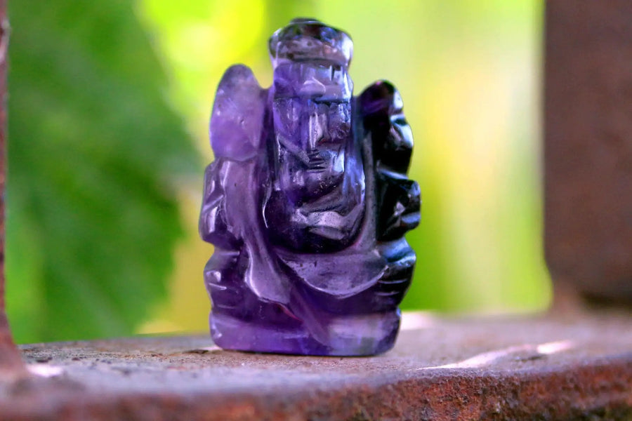 Handcarved Amethyst Ganesha Idol | Spiritual Prosperity | Brahmatells by Brahmatells