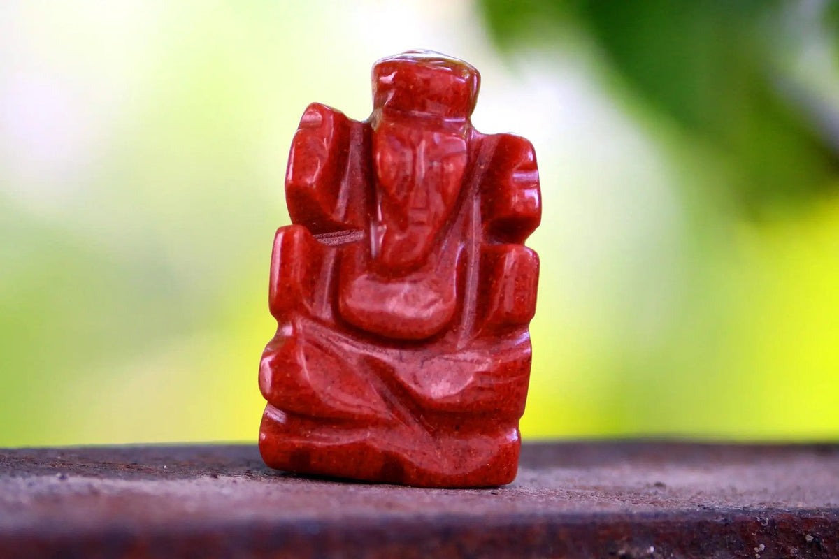 Handcarved Red Jasper Ganesha Idol for Prosperity & Protection | Brahmatells by Brahmatells
