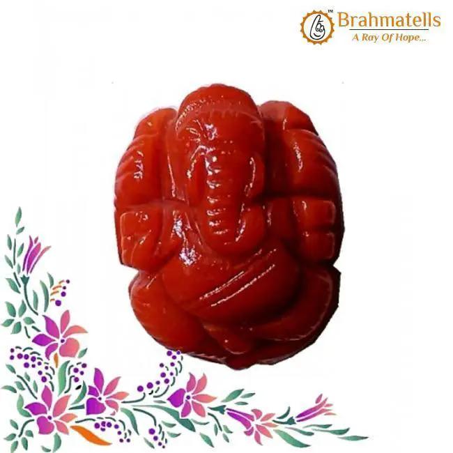 Handcarved Red Jasper Ganesha Idol for Prosperity & Protection | Brahmatells by Brahmatells