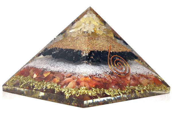 Handmade Citrine, Black Tourmaline & Red Carnelian Pyramid by Brahmatells
