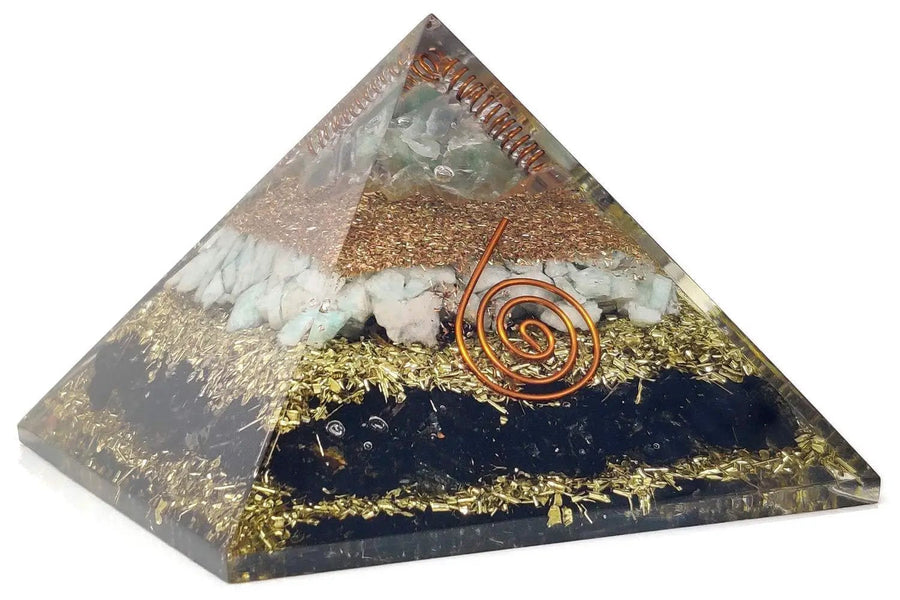 Handmade Citrine, Black Tourmaline & Red Carnelian Pyramid by Brahmatells