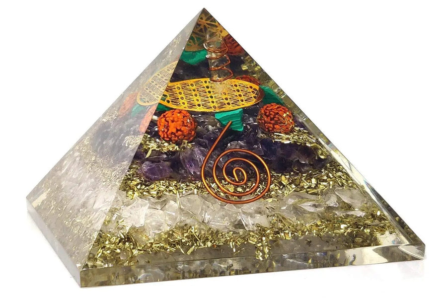 Handmade Citrine, Black Tourmaline & Red Carnelian Pyramid by Brahmatells