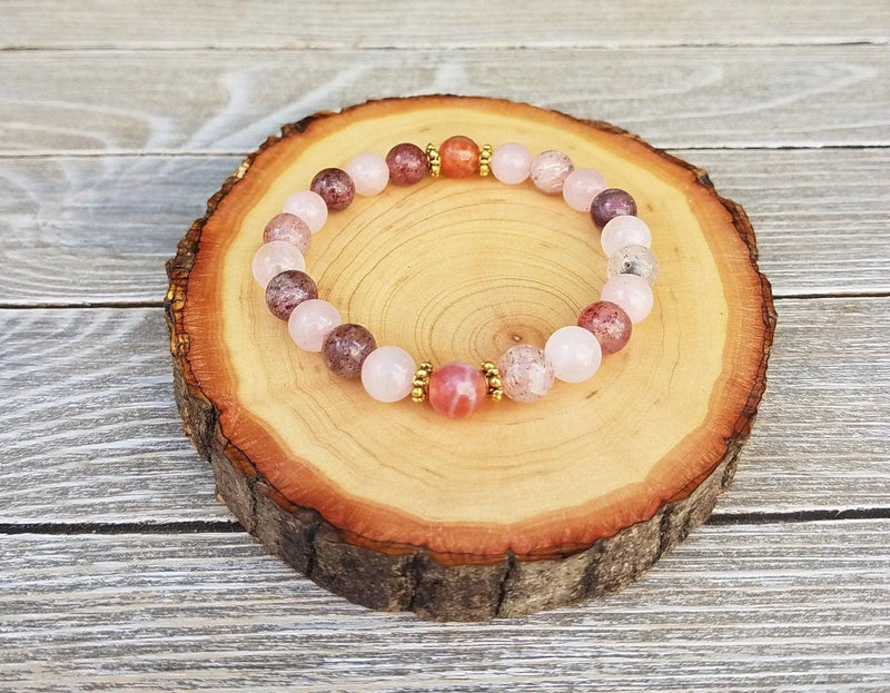 Heart Chakra Love Bracelet: Strawberry & Rose Quartz | Brahmatells by Brahmatells