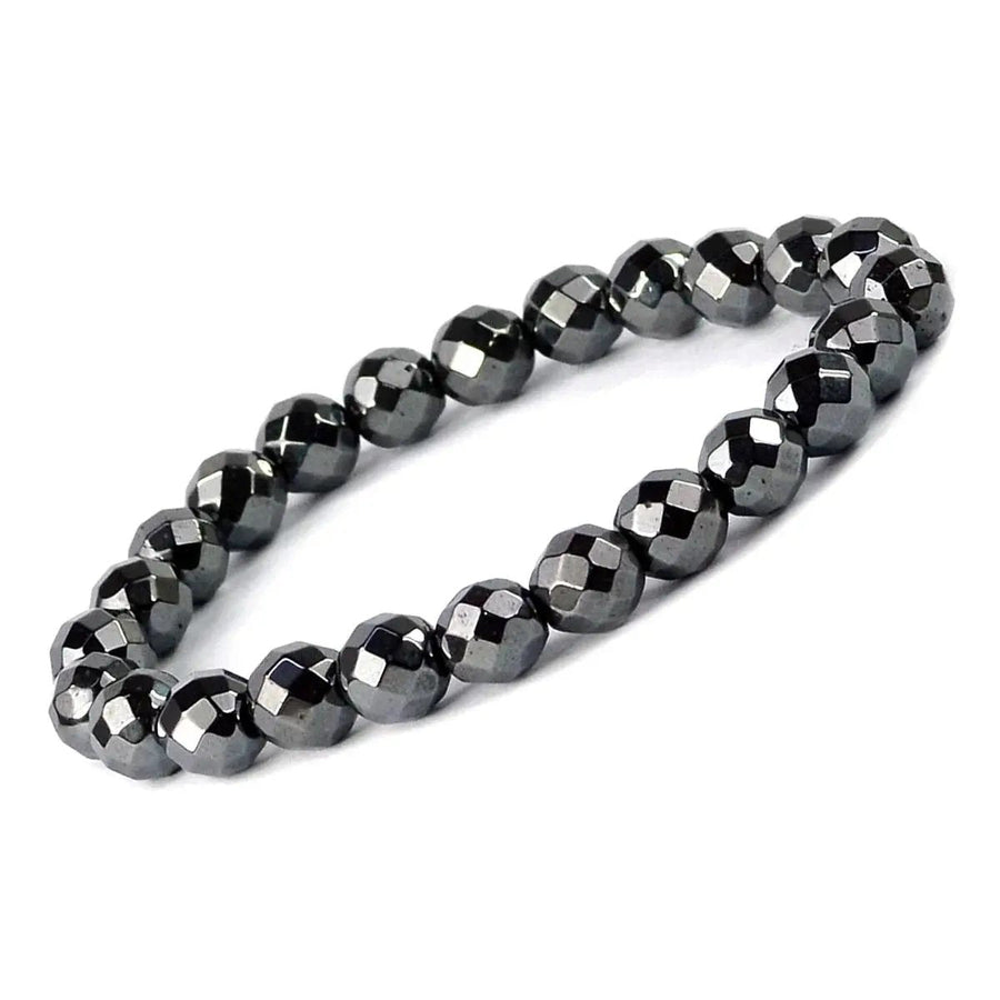 Hematite Diamond Cut Bracelet - 8mm Beads for Reiki Healing by Brahmatells