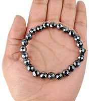 Hematite Diamond Cut Bracelet - 8mm Beads for Reiki Healing by Brahmatells