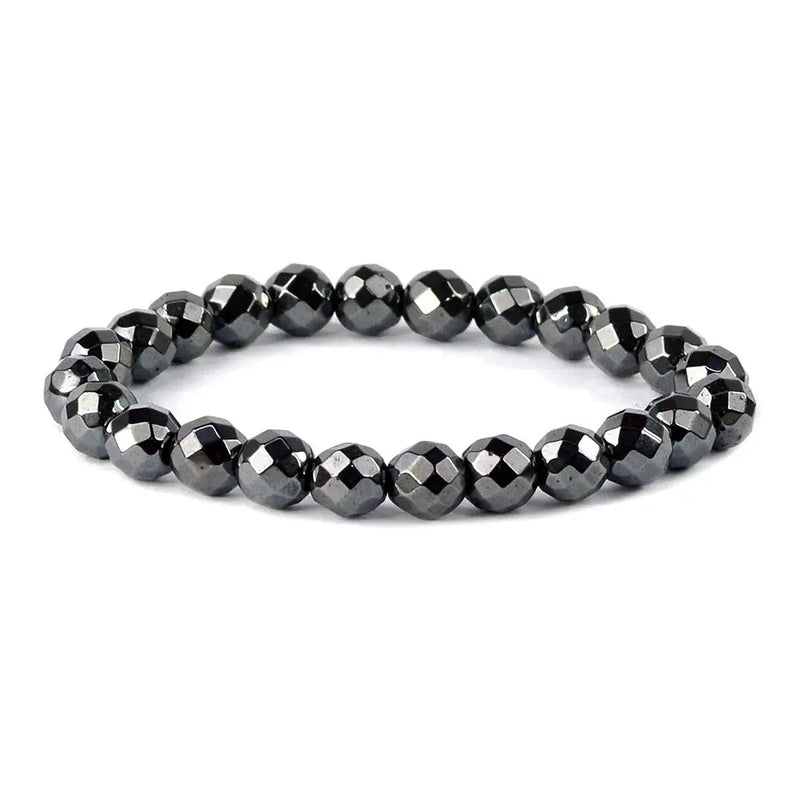 Hematite Diamond Cut Bracelet - 8mm Beads for Reiki Healing by Brahmatells