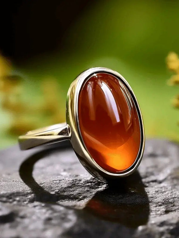Hessonite Gomed Honey-Brown Ring - Saturn's Harmony | Brahmatells Astro Collection by Brahmatells
