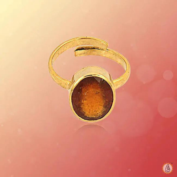 Hessonite Gomed Honey-Brown Ring - Saturn's Harmony | Brahmatells Astro Collection by Brahmatells