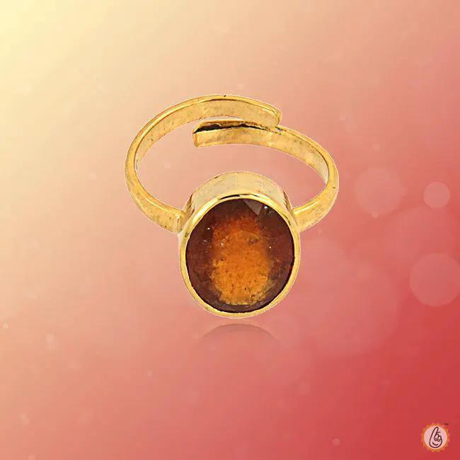 Hessonite Gomed Honey-Brown Ring - Saturn's Harmony | Brahmatells Astro Collection by Brahmatells