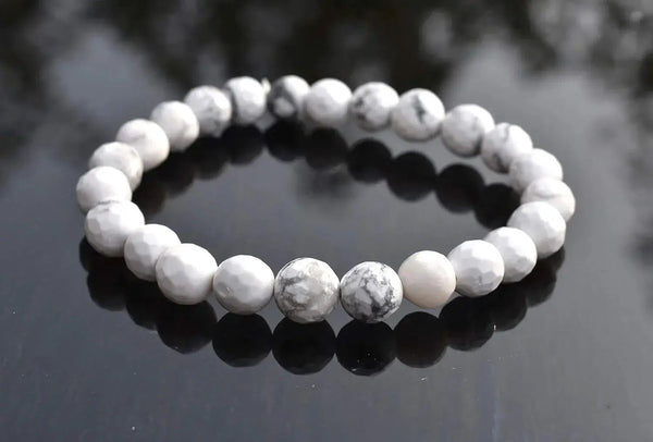 Howlite Chakra Healing Bracelet - 8mm Diamond Cut Beads by Brahmatells