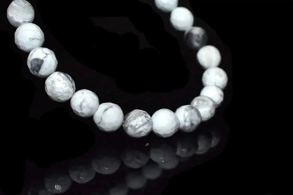 Howlite Chakra Healing Bracelet - 8mm Diamond Cut Beads by Brahmatells