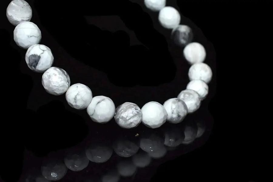 Howlite Chakra Healing Bracelet - 8mm Diamond Cut Beads by Brahmatells
