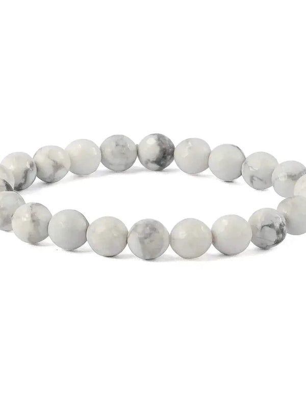 Howlite Diamond Cut Bracelet - 8mm Beads for Reiki Healing by Brahmatells