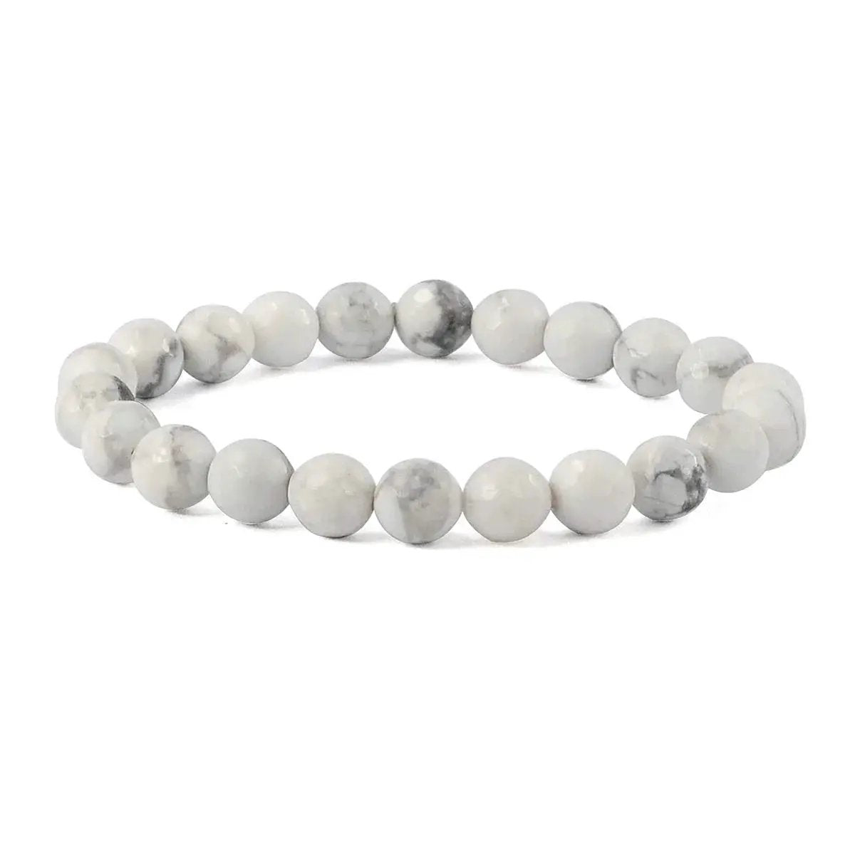 Howlite Diamond Cut Bracelet - 8mm Beads for Reiki Healing by Brahmatells