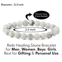 Howlite Diamond Cut Bracelet - 8mm Beads for Reiki Healing by Brahmatells