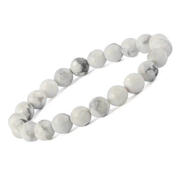 Howlite Diamond Cut Bracelet - 8mm Beads for Reiki Healing by Brahmatells