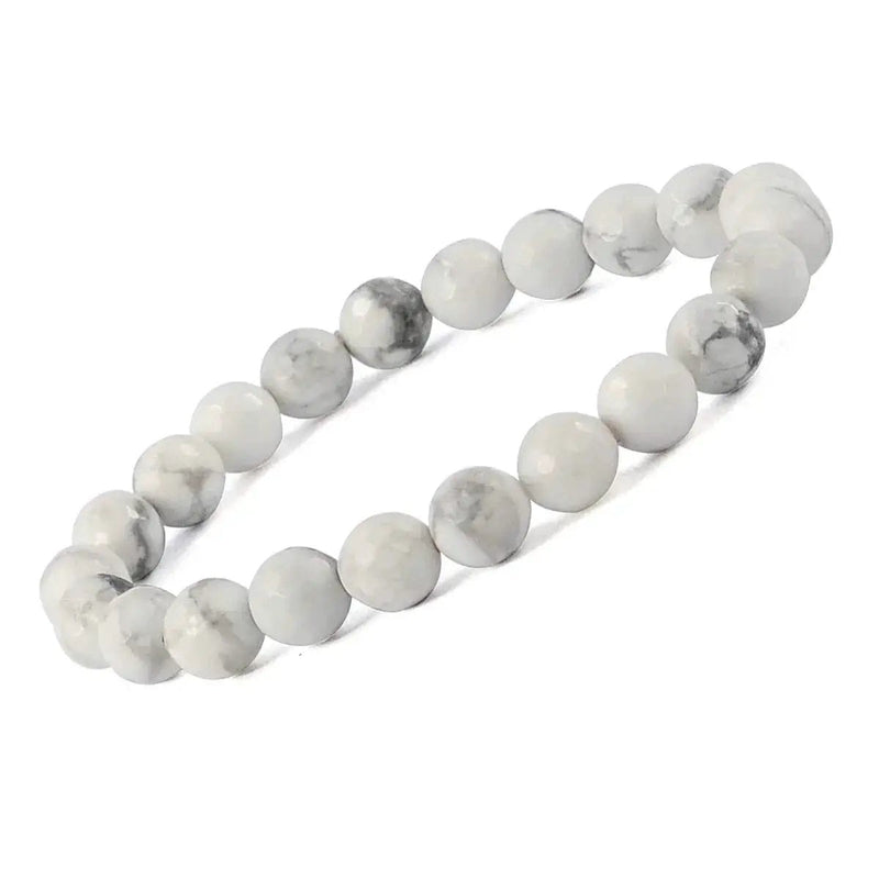 Howlite Diamond Cut Bracelet - 8mm Beads for Reiki Healing by Brahmatells