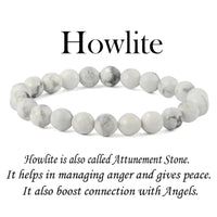 Howlite Diamond Cut Bracelet - 8mm Beads for Reiki Healing by Brahmatells