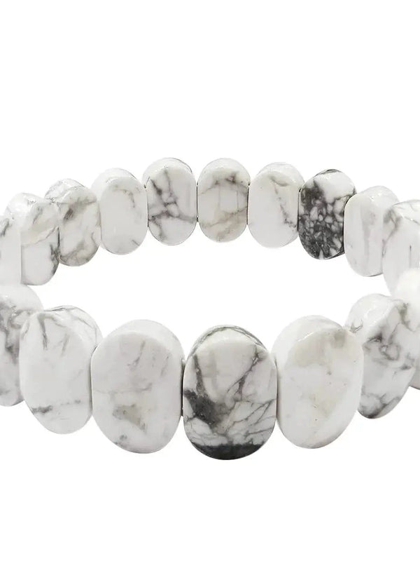 Howlite Oval Faceted Bracelet for Serenity & Creativity | Brahmatells by Brahmatells