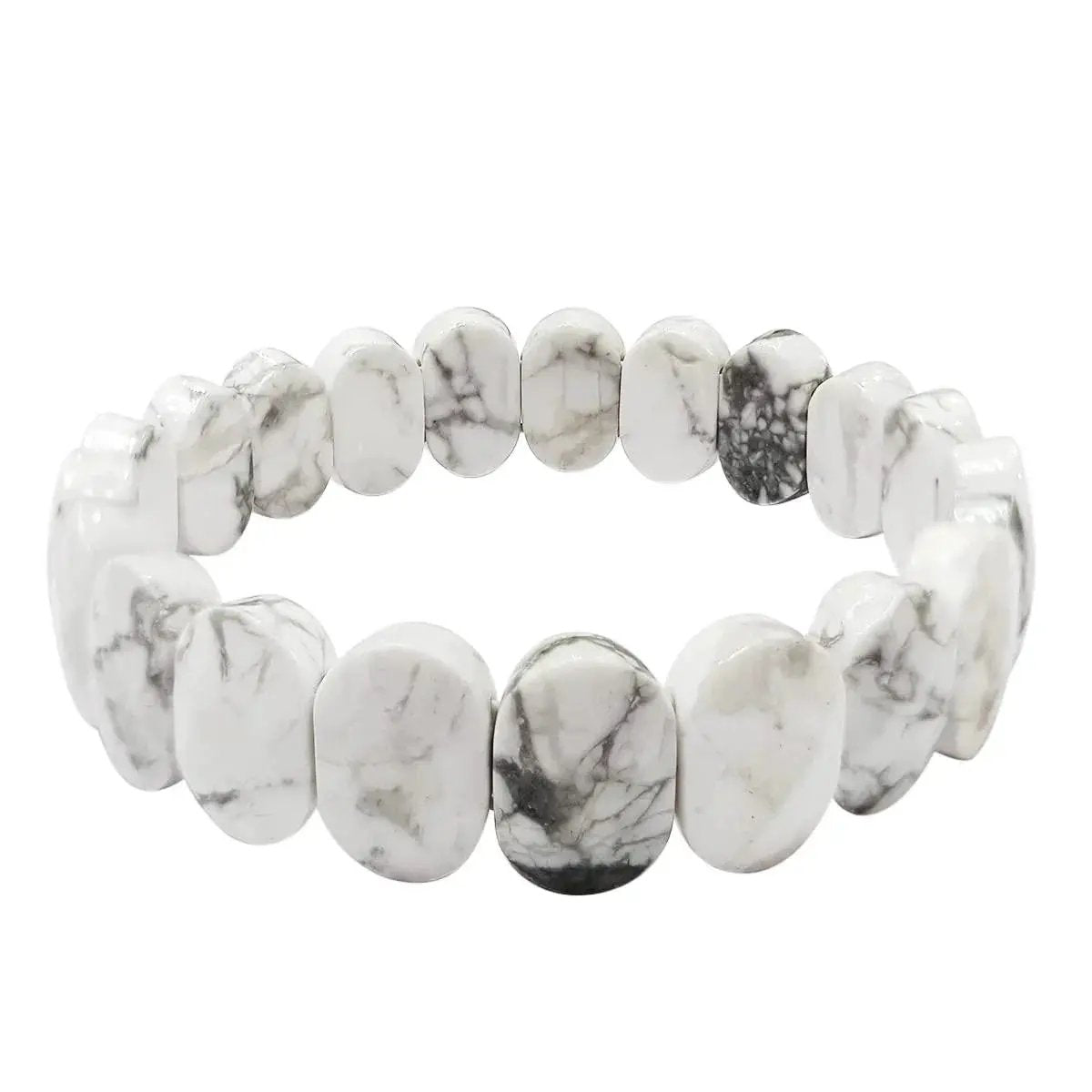 Howlite Oval Faceted Bracelet for Serenity & Creativity | Brahmatells by Brahmatells