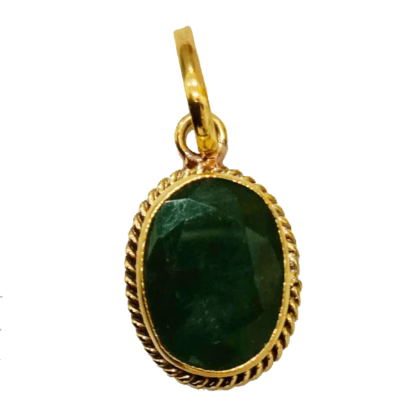 Intense Dark Green Emerald Oval Pendant - Panna's Elegance | Brahmatells by Brahmatells