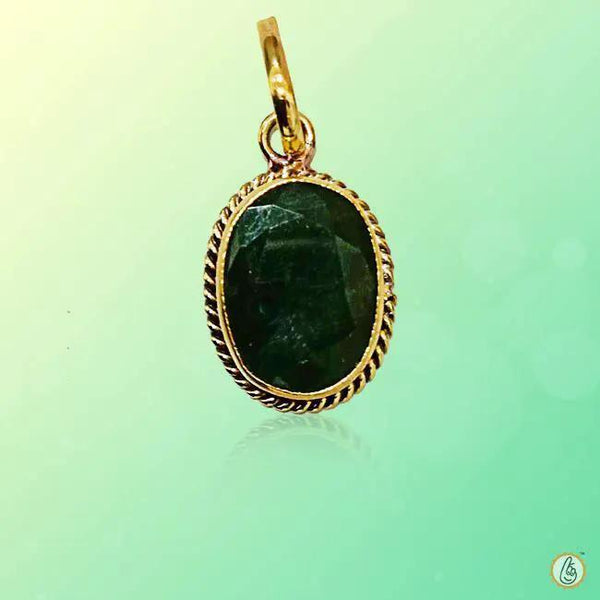 Intense Dark Green Emerald Oval Pendant - Panna's Elegance | Brahmatells by Brahmatells