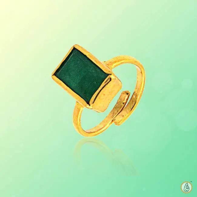 Intense Dark-Green Emerald Rectangle Ring - Panna | Brahmatells Astro Collection by Brahmatells