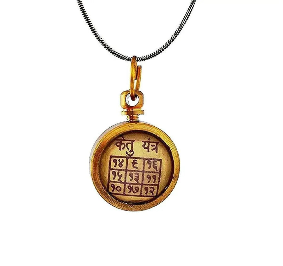 Ketu Rashi Locket, Round Shape, Brass and Glass Made Locket by Brahmatells