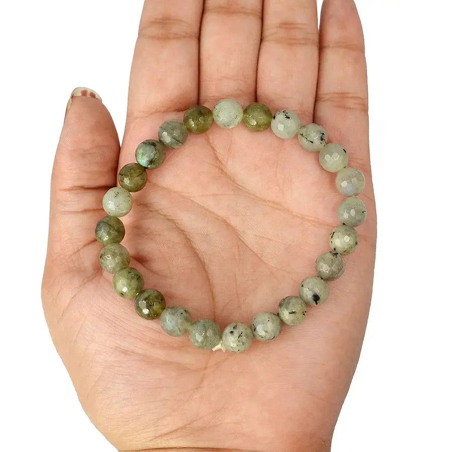 Labradorite Bracelet - 8mm Diamond Cut Beads | Brahmatells by Brahmatells