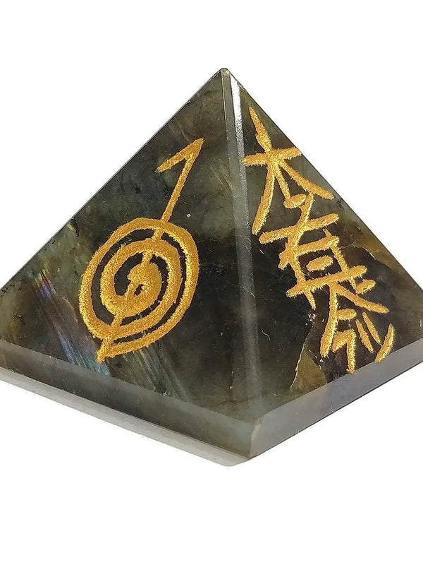 Labradorite Reiki Symbol Pyramid for Reiki Healing/Grid and Aura Cleaning, Vastu Correction and Crystal Healing Stone Pyramid(Color : Green) by Brahmatells