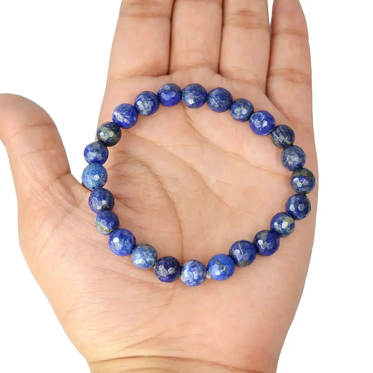 Lapis Lazuli Diamond Cut Bracelet - 8mm Beads for Reiki Healing by Brahmatells