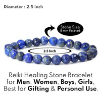 Lapis Lazuli Diamond Cut Bracelet - 8mm Beads for Reiki Healing by Brahmatells