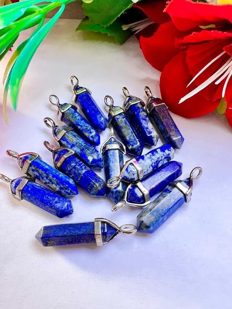 Lapis Lazuli Stone Healing Double Terminated Point Pendant by brahmatells