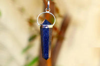 Lapiz Lazuli Double Side Pendant Dark Blue by Brahmatells