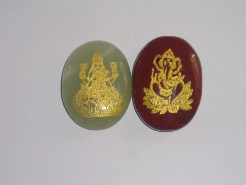 Laxmi Ganesha Combo - Red Jasper and Green Aventurine by Brahmatells