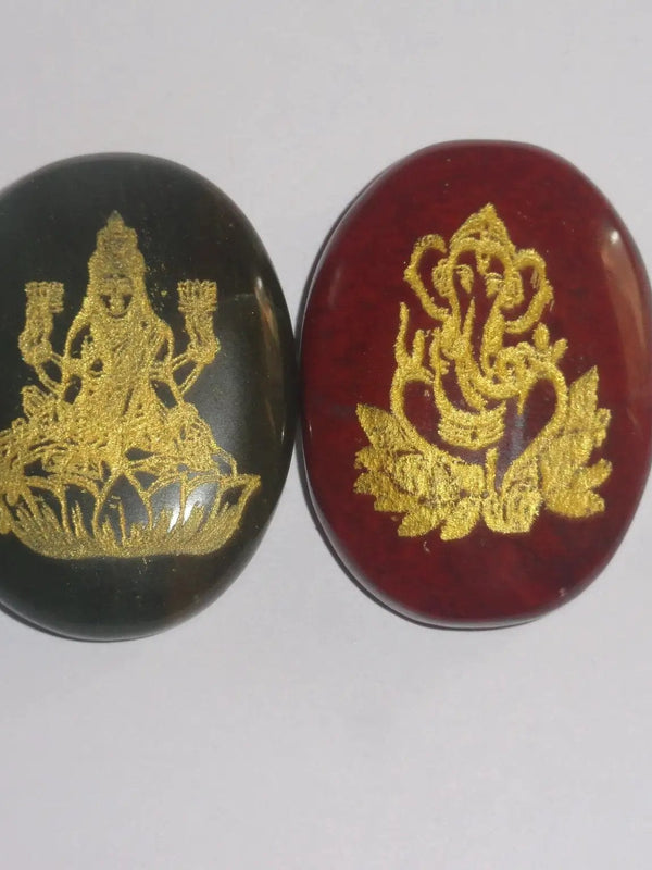 Laxmi Ganesha Combo - Red Jasper and Green Jade by Brahmatells