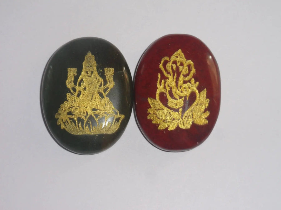 Laxmi Ganesha Combo - Red Jasper and Green Jade by Brahmatells