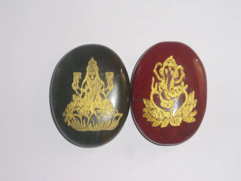 Laxmi Ganesha Combo - Red Jasper and Green Jade by Brahmatells