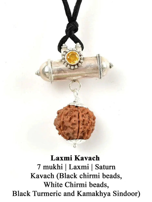 Laxmi Kavach Pendant with 7 Mukhi Rudraksha | Brahmatells by Brahmatells