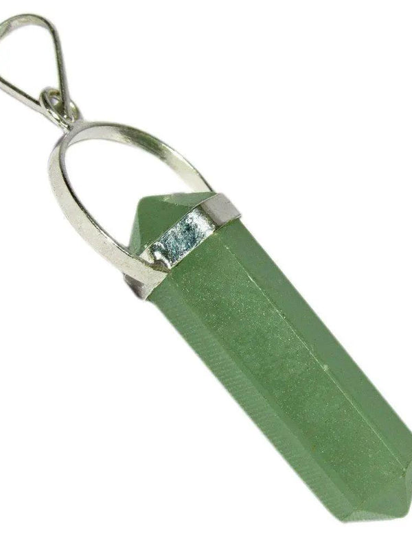Light Green Aventurine Stone Double Point Pencil Pendant 2 Inch by Brahmatells