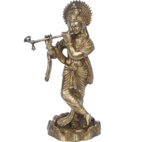 Lord Krishna Brassware Statue In Antique Finish by Brahmatells