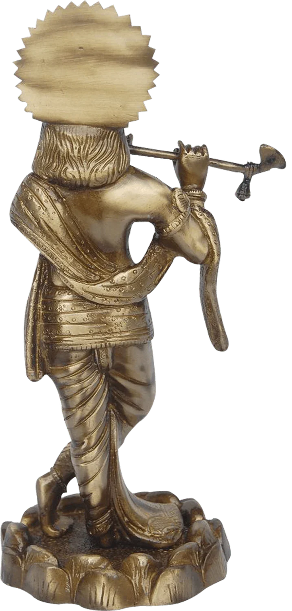 Lord Krishna Brassware Statue In Antique Finish by Brahmatells