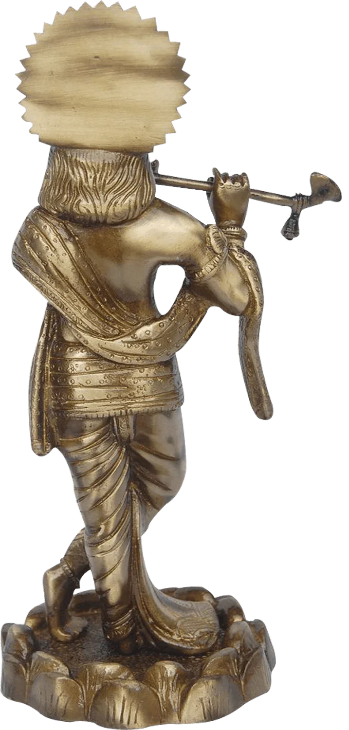 Lord Krishna Brassware Statue In Antique Finish by Brahmatells