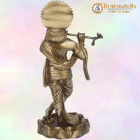 Lord Krishna Brassware Statue In Antique Finish by Brahmatells