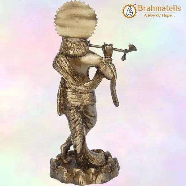 Lord Krishna Brassware Statue In Antique Finish by Brahmatells