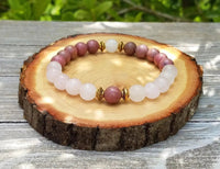 Love and Heart Chakra Healing Bracelet - Rhodonite & Rose Quartz | Brahmatells by Brahmatells